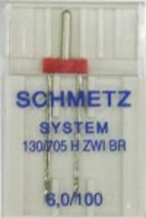 Schmetz Иглы стандартные двойные 130/705H ZWI BR № 100/6.0, 1 шт.