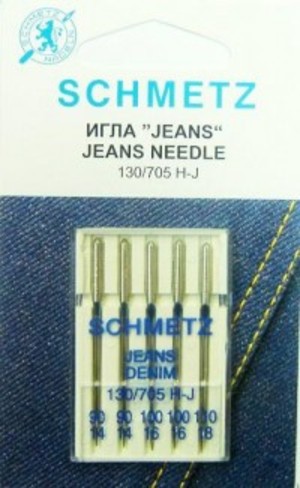 Schmetz Иглы для джинсы 130/705H-J №№ 90(2),100(2),110, 5 шт.